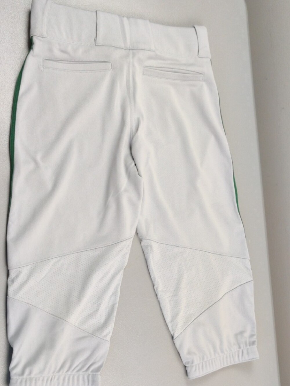 Nike White Baseball Pants with Green Side Stripe - Picture 4 of 8